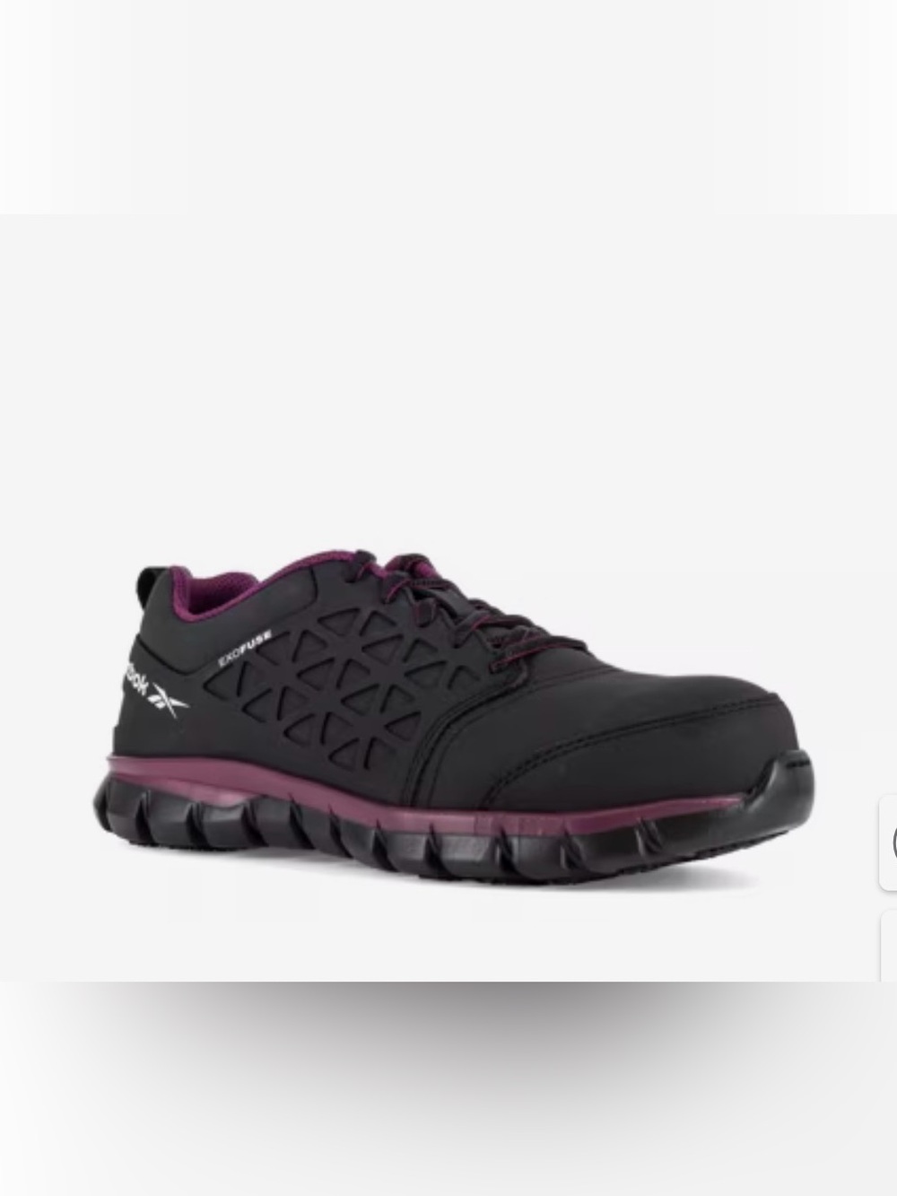 Reebok women’s Black Athletic Shoes with Purple Accents and Lime Insoles